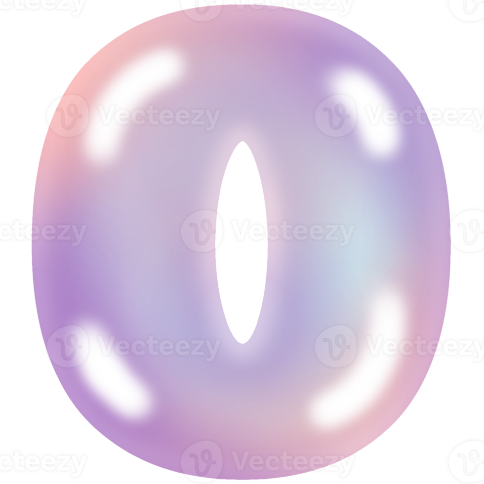 Pastel Bubble Number 0 png