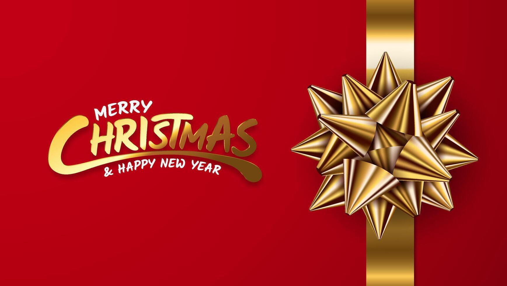 Christmas banner. Xmas design background of realistic gold gift ribbon rope, Horizontal Christmas poster, greeting card, header for website. vector