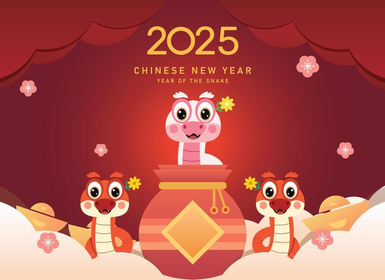 Chinese New Year2025, year of snake 2025, Chinese new year of the snake 2025 celebration. vector