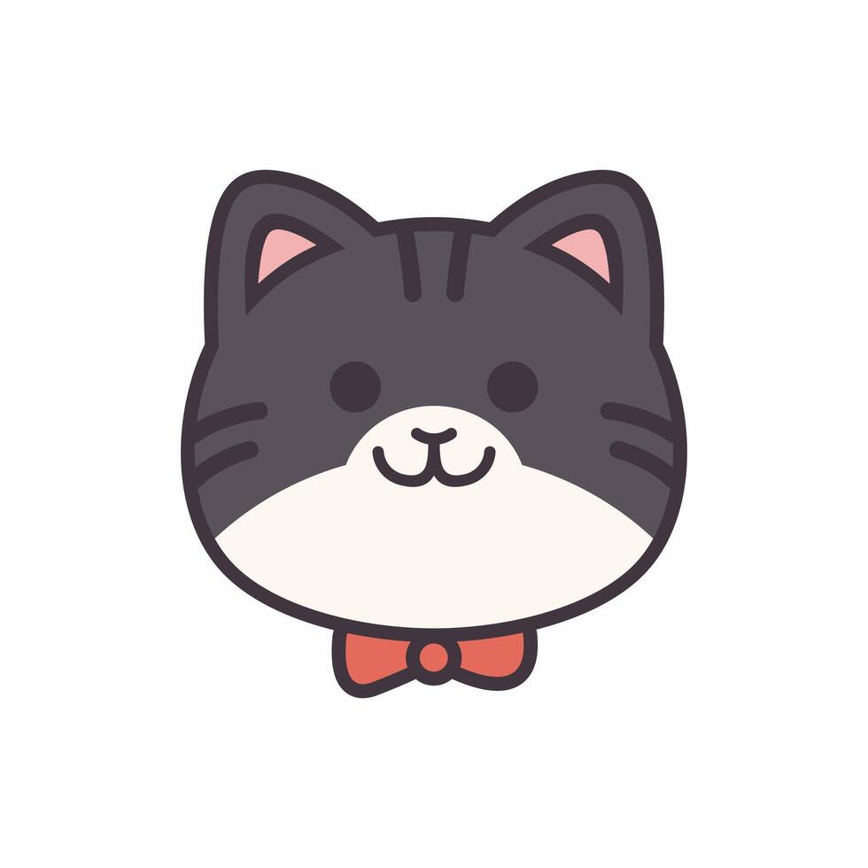 A black and white drawing of a cat wearing a bow tie vector