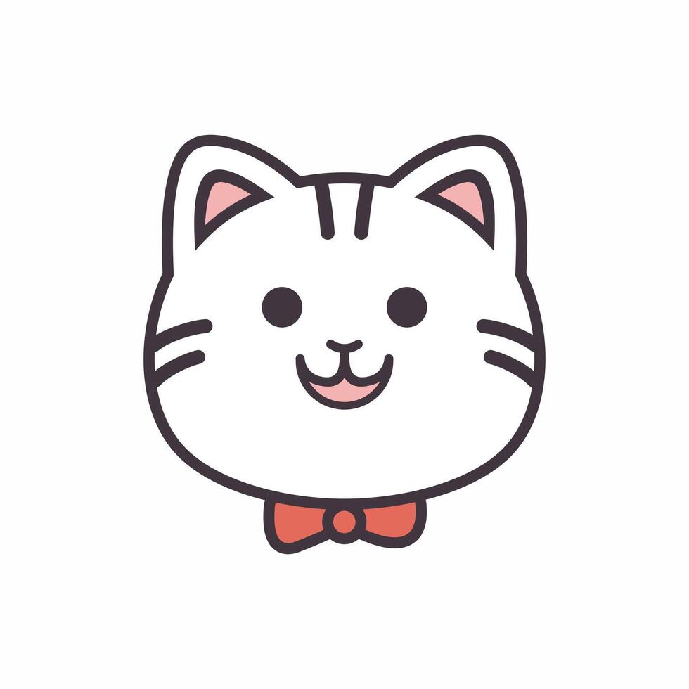 A drawing of a cat with a bow tie and a bow tie vector