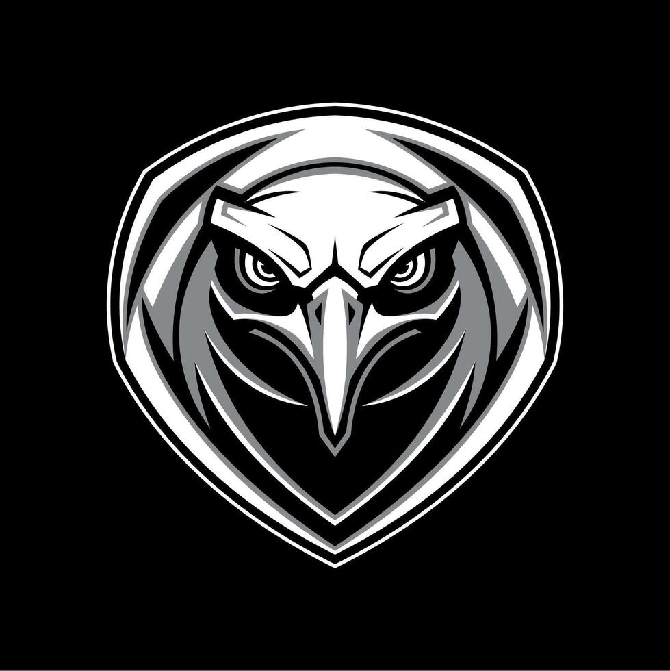 Eagle head logo with grey and white shield vector