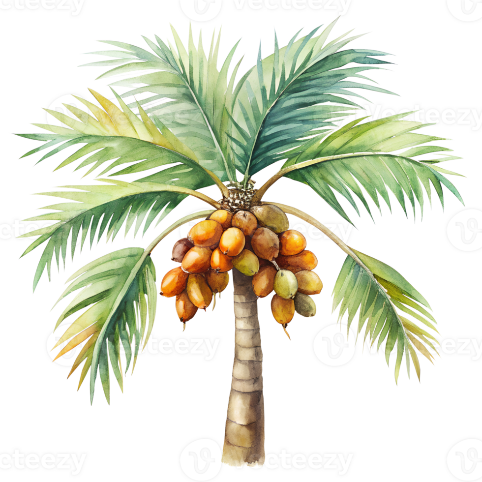 Watercolor hand drawn Date palm png