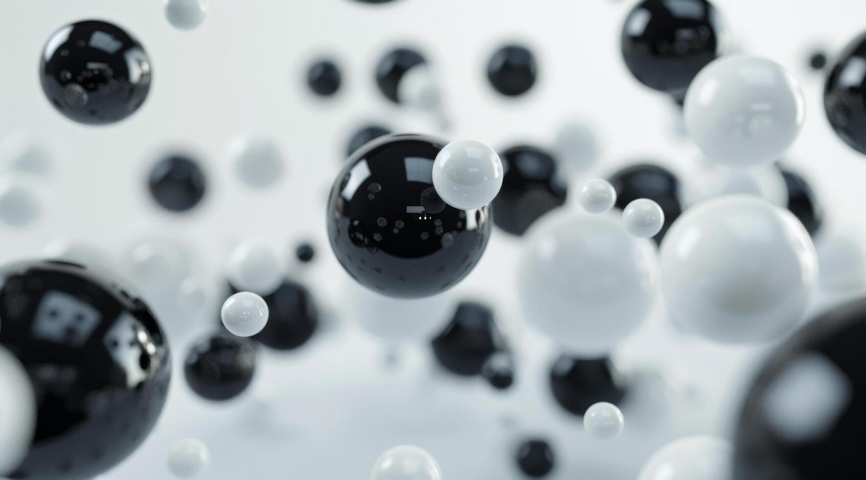 Black And White Spheres Floating In Abstract Space photo