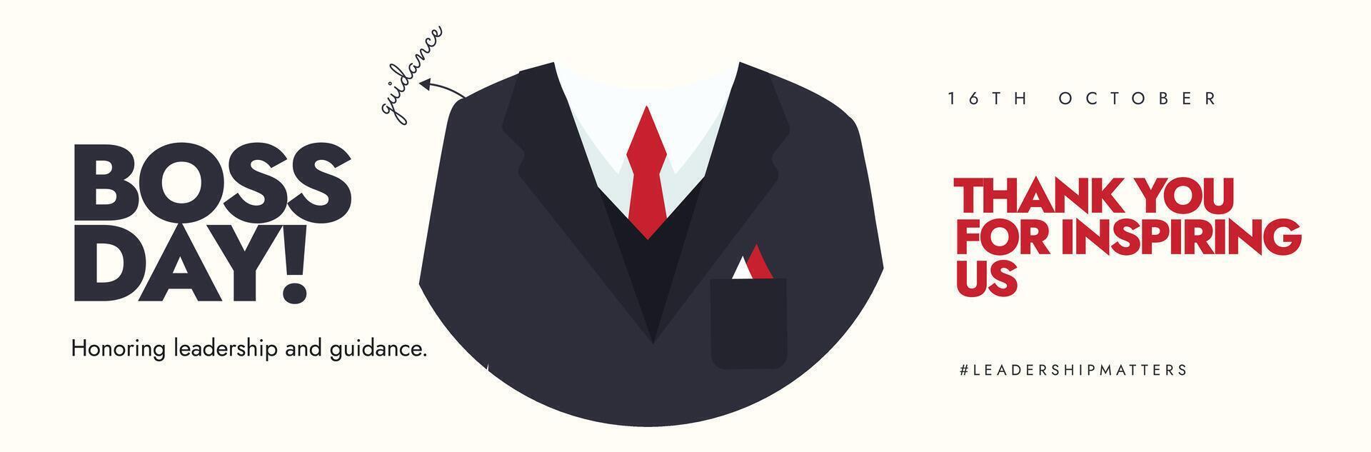 Boss Day 16th October background, cover banner, post. Boss day celebration cover banner with suit vector