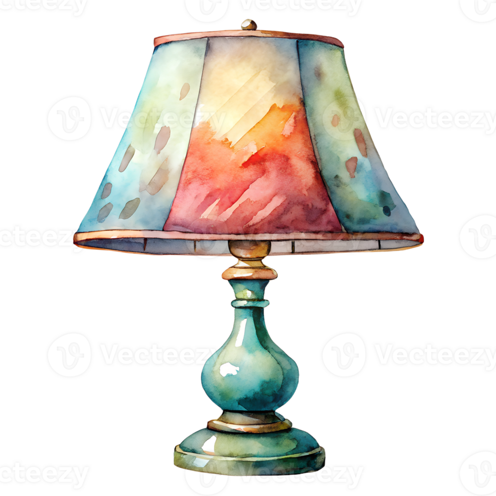 Watercolor hand drawn table lamp isolate on transparency background png