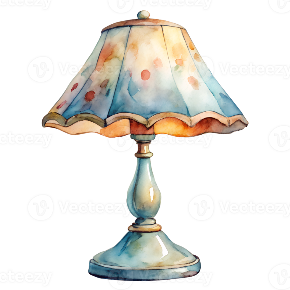 Watercolor hand drawn table lamp isolate on transparency background png