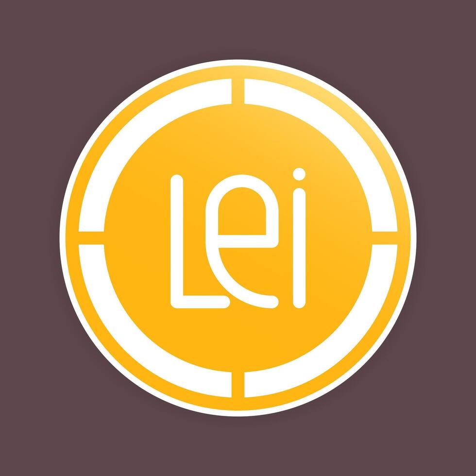 lei or leu coin icons. Romanian money symbol, color gradient fill currency icons for UI design. vector