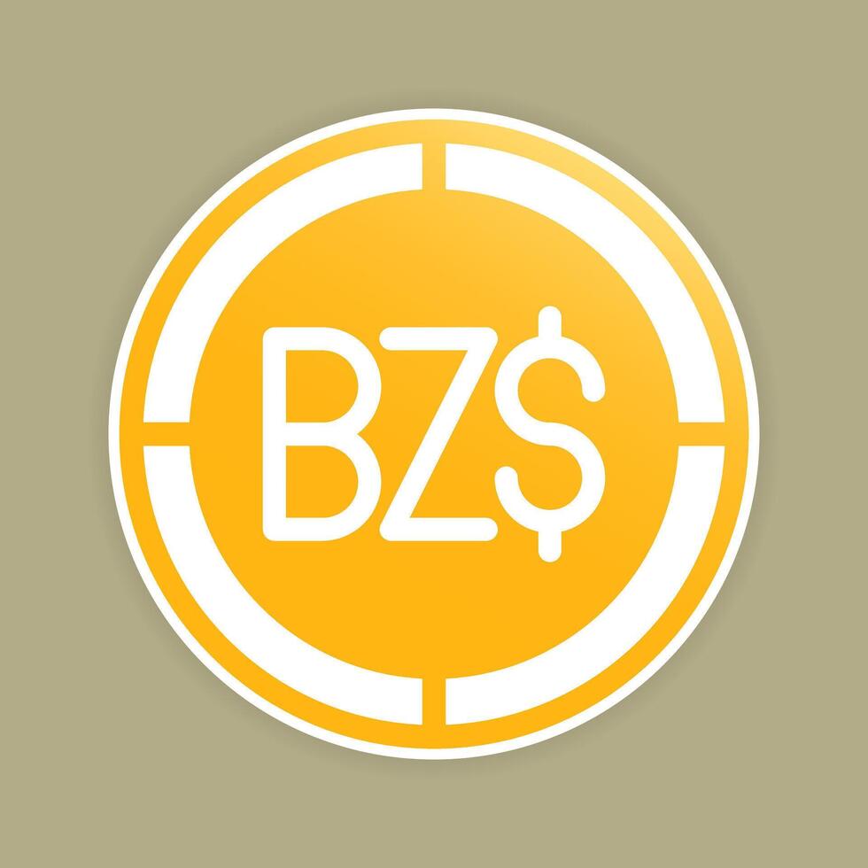 Dollar coins icons. Belize money symbol, with sleek gradient currency designs. vector