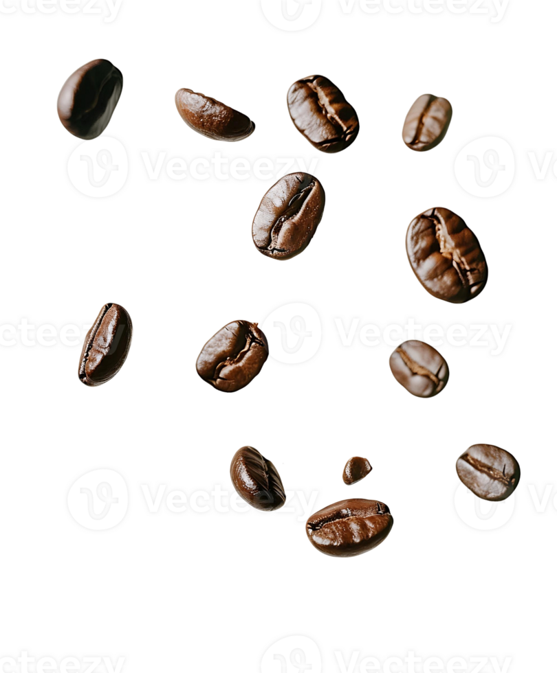 Transparent Background with Flying Coffee Beans png