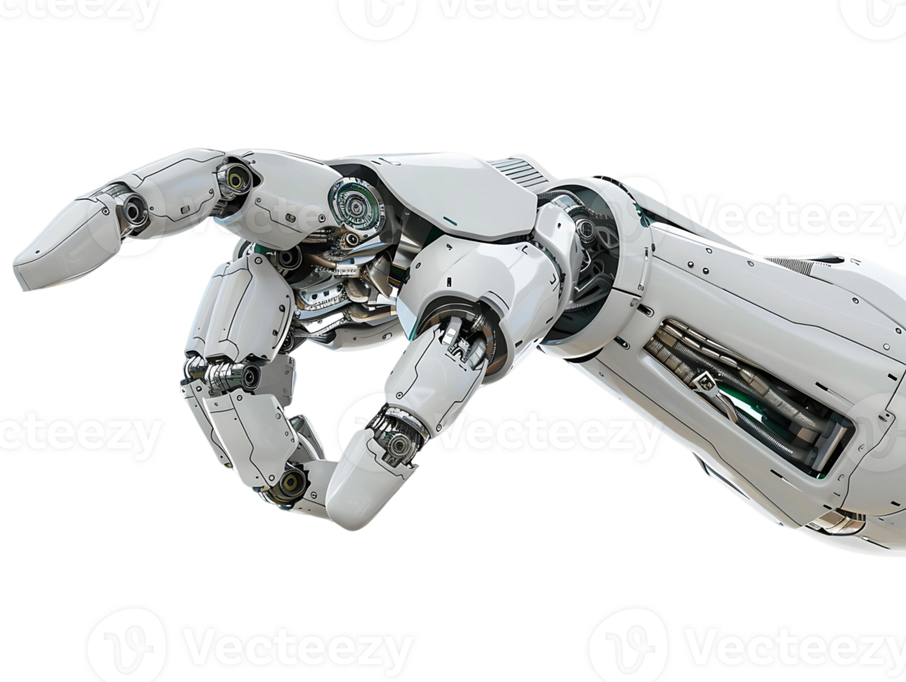 3D Rendering of White Cyborg Hand Pointing Gesture png