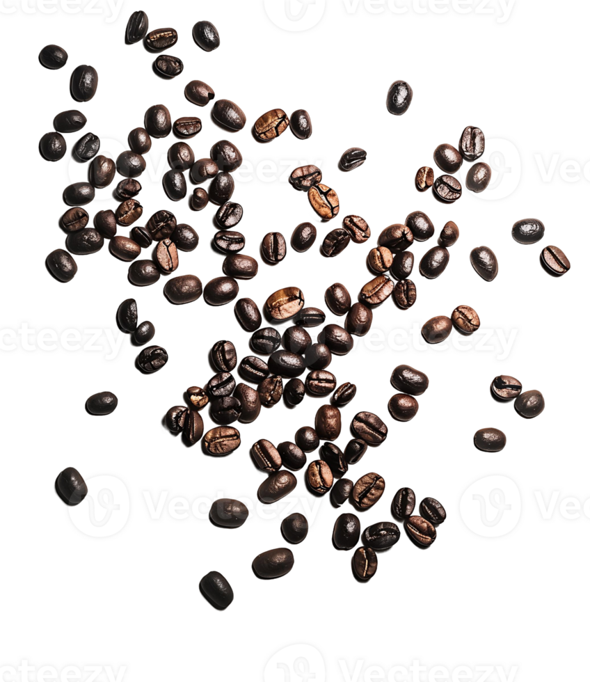 Isolated Flying Coffee Beans with Clear Background png
