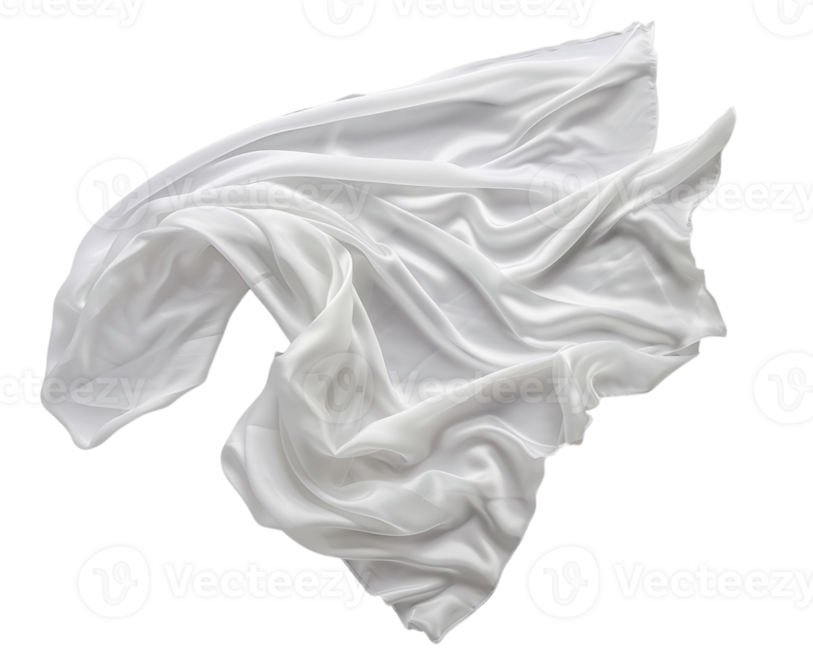 Transparent Background Flowing White Silk Fabric png