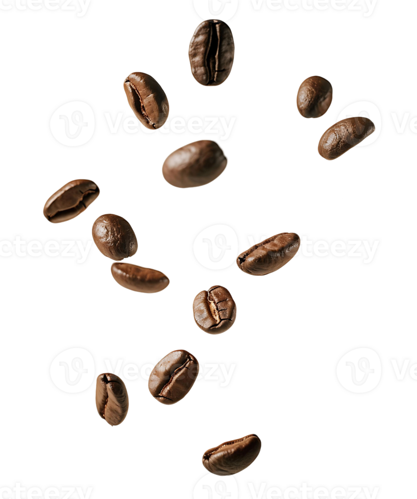 Coffee Beans in Motion Isolated on Clear Background png