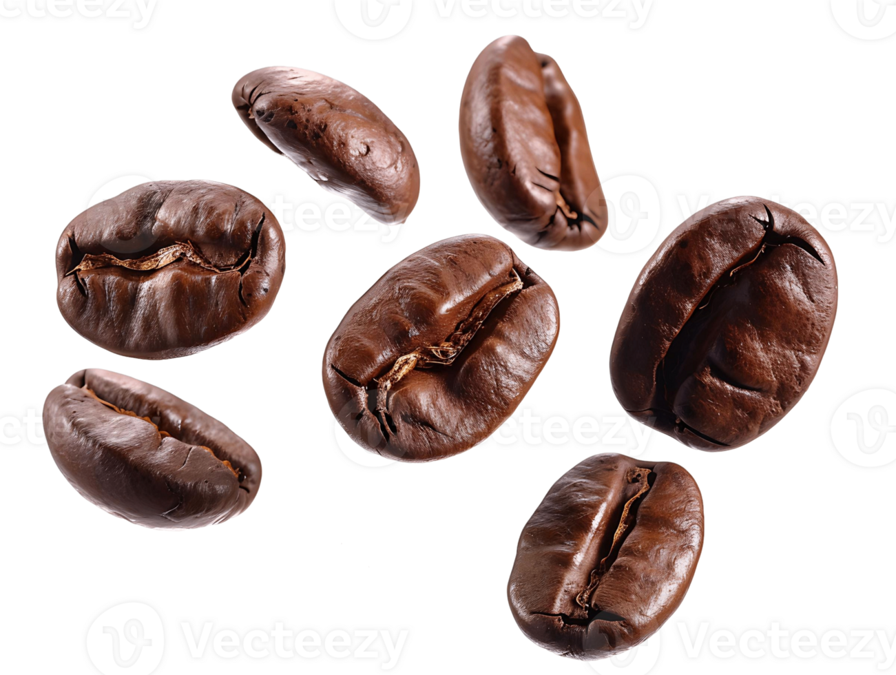 Flying Coffee Beans with Clear Background png