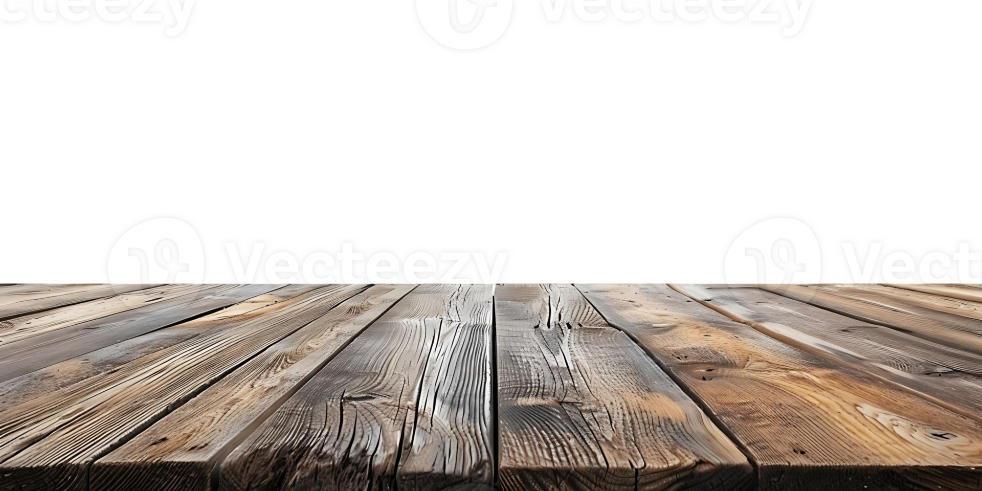Empty Wood Table Front View on Transparent Background png