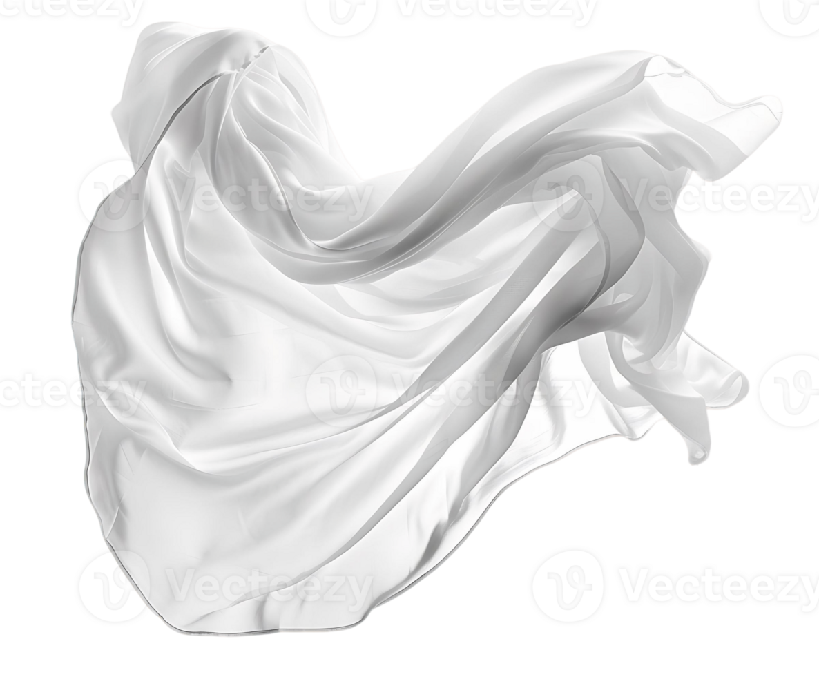 Cutout of Floating White Silk Fabric png