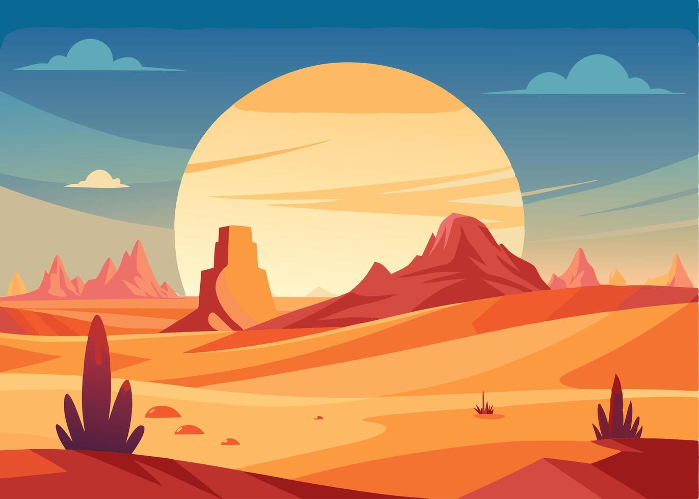 Flat illustration sand and sun brown color for your wall art vector