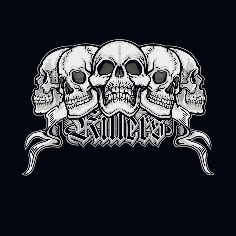 Killers skulls, vintage design t shirts vector