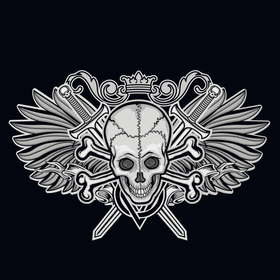 grunge skull and swords vector