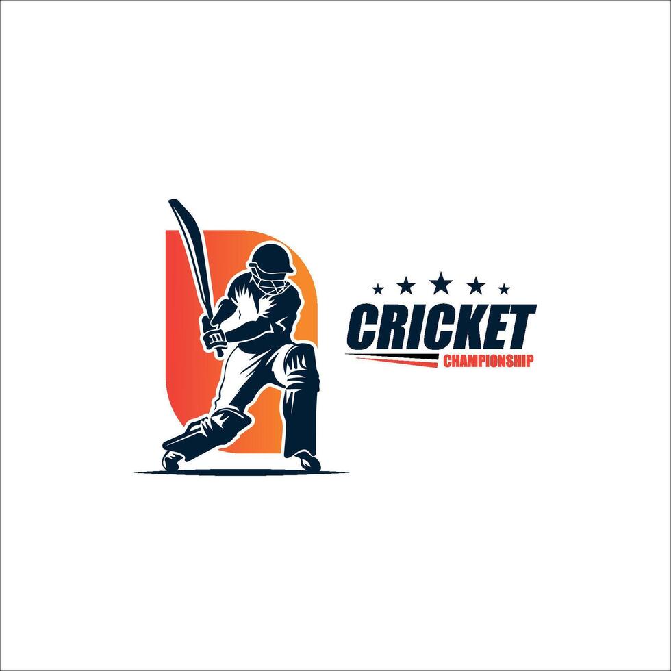 Cricket Player Logo Playing Short Concept vector