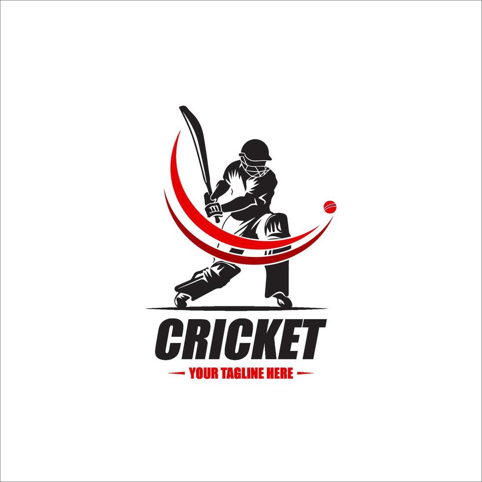 Cricket Player Logo Design Inside a Shape of Ring vector