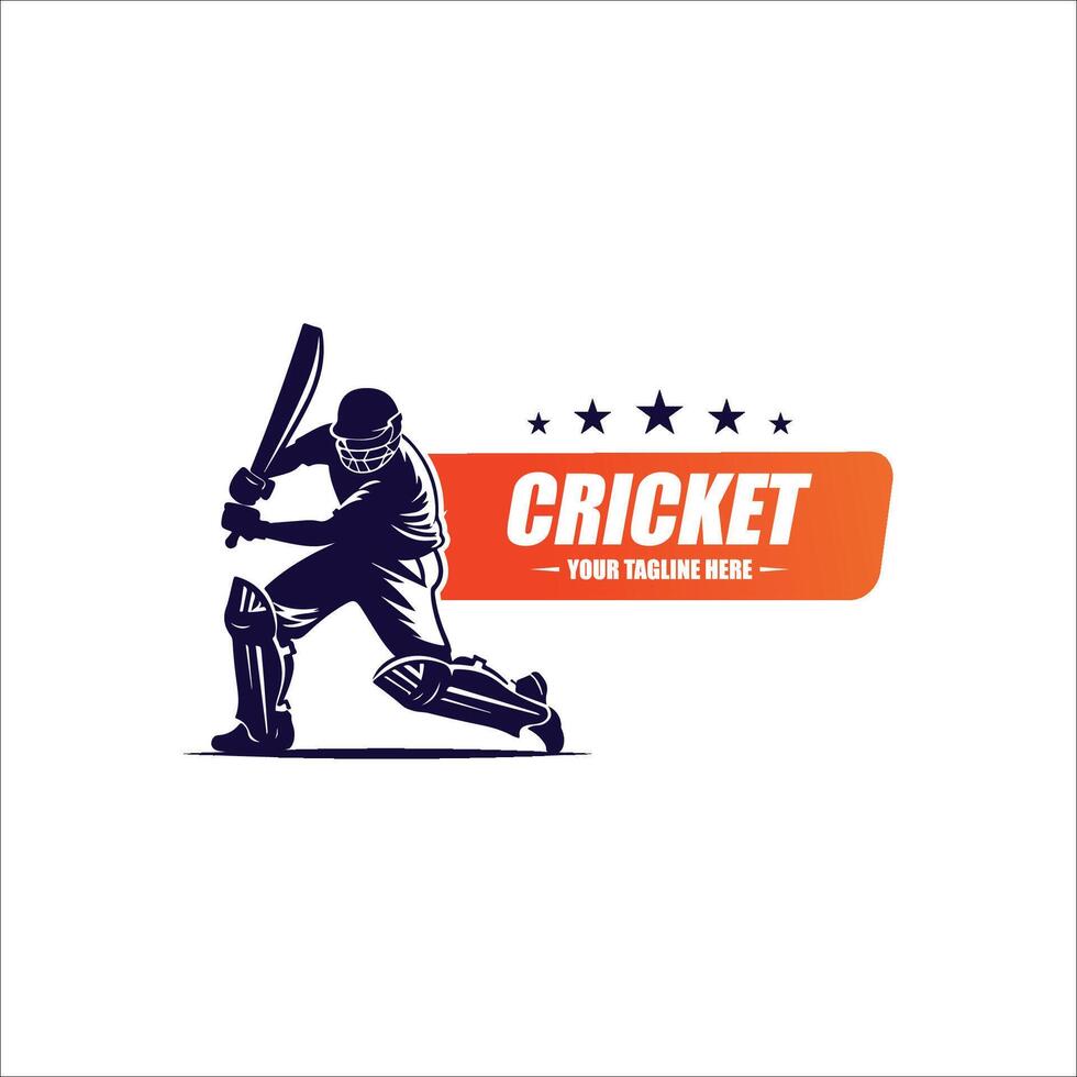 Badge emblem Cricket logo with man hit ball vector