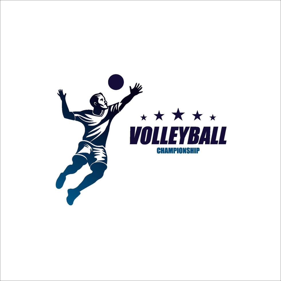 Volleyball logo volleyball player jump smash symbol design illustration vector