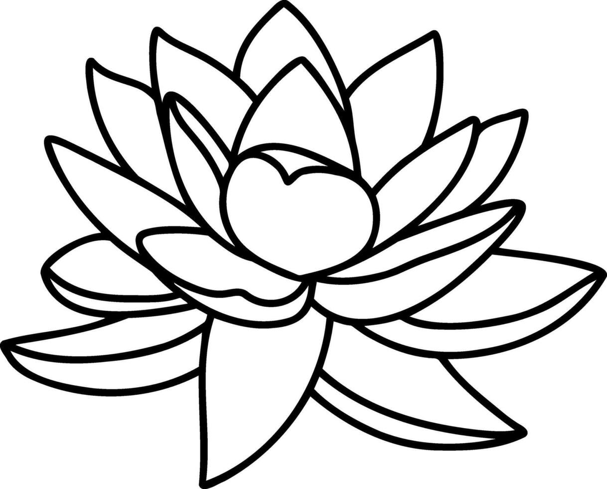 Lotus flower doodle icon Coloring book page vector