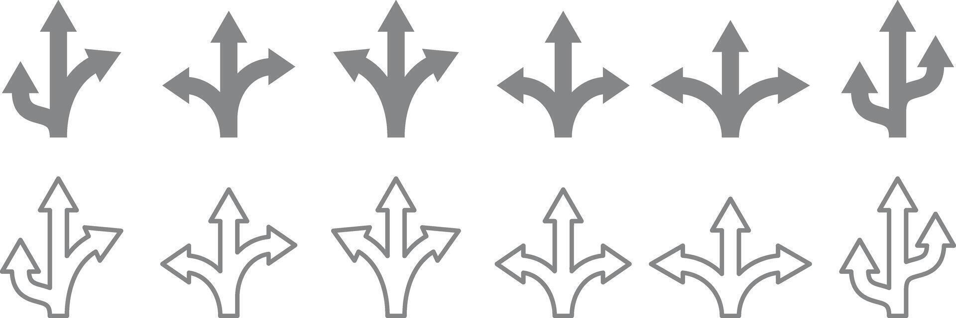 Trafic gray way arrows icon Road stencil set arrow vector