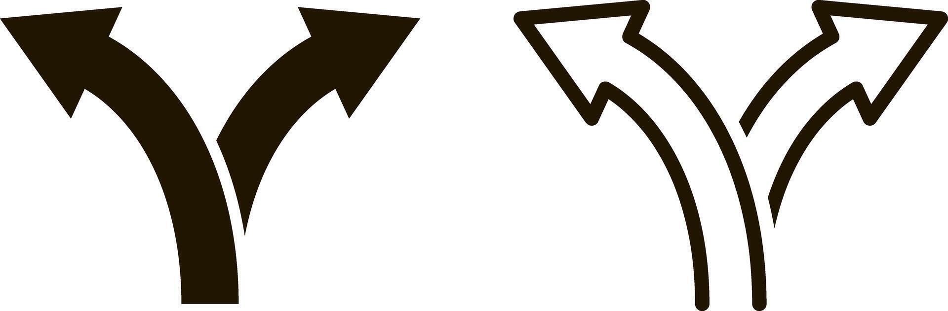 Trafic two arrows way icon Road set arrow vector