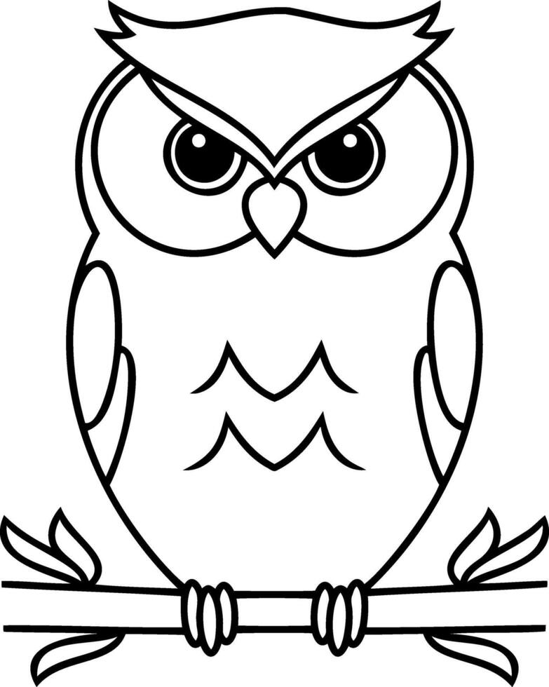 Outline owl icon Animal art Coloring page book Sketch vector
