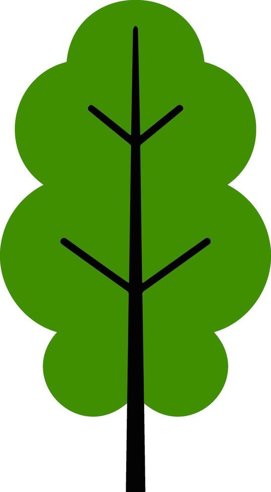 Doodle green tree icon Color clipart vector