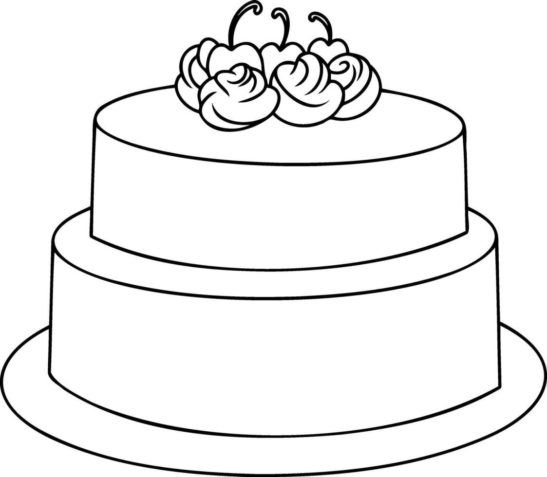 Cake icon Sweet for birthday celebration Coloring page book vector