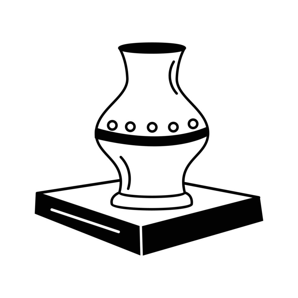 Ceramic pot displayed on a pedestal, highlighting pottery skills vector