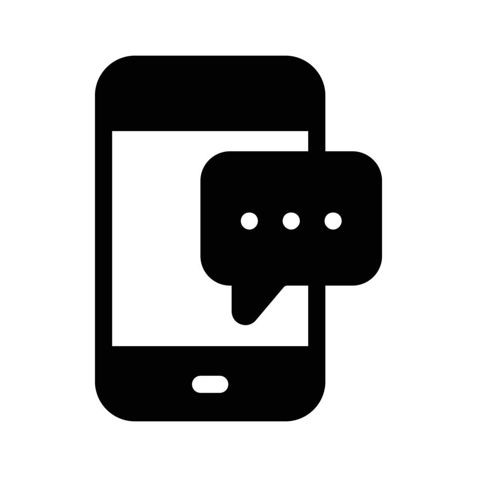 Mobile phone with a chat bubble symbol for text messaging icon vector