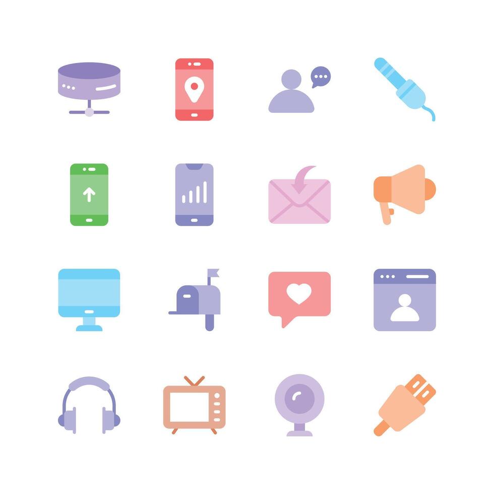 Grab this creatively designed network and communication icons set vector