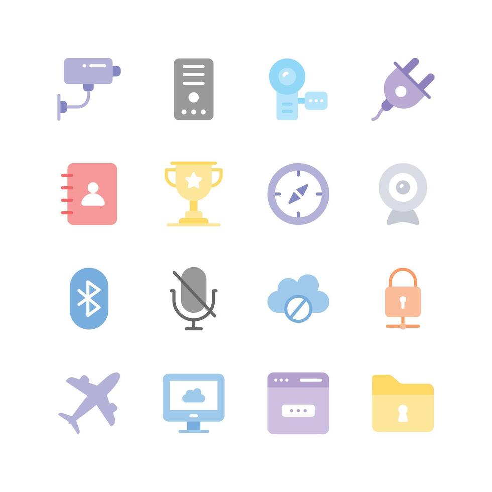 Collection of network and communication icons set in modern style vector