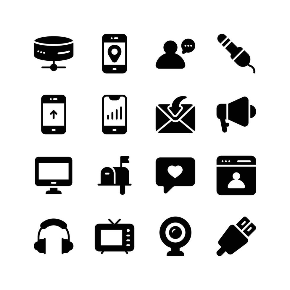 Grab this creatively designed network and communication icons set vector