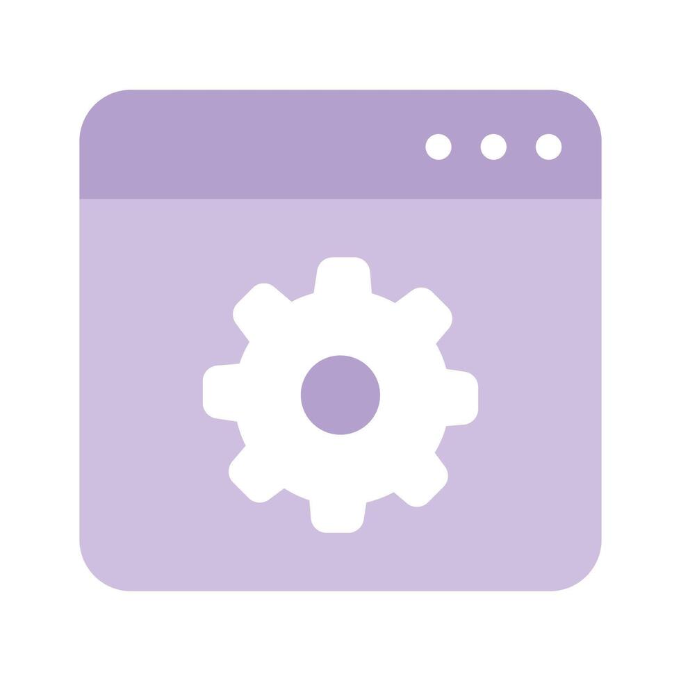 Gear inside webpage, concept icon of website setting, webpage management vector