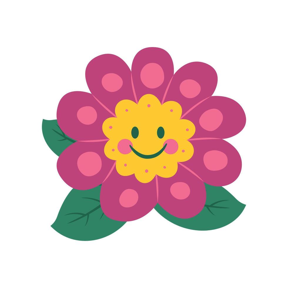 Cute Happy Smile Purple Sunflower Daisy Flower Floral in the Park 020 vector