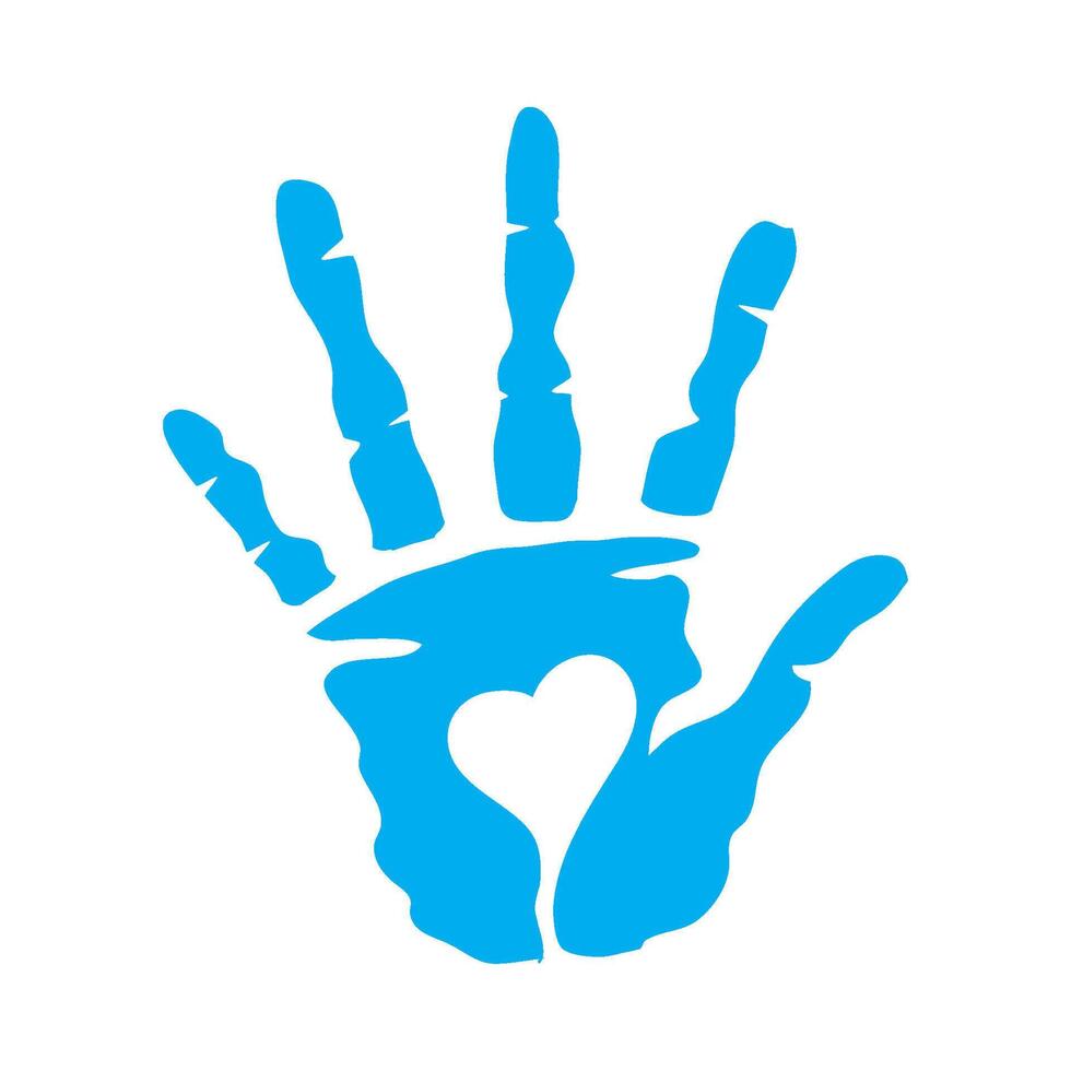 handprint paint color blue illustration isolated vector
