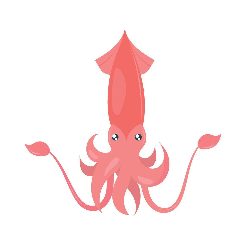 squid sea life icon isolated vector