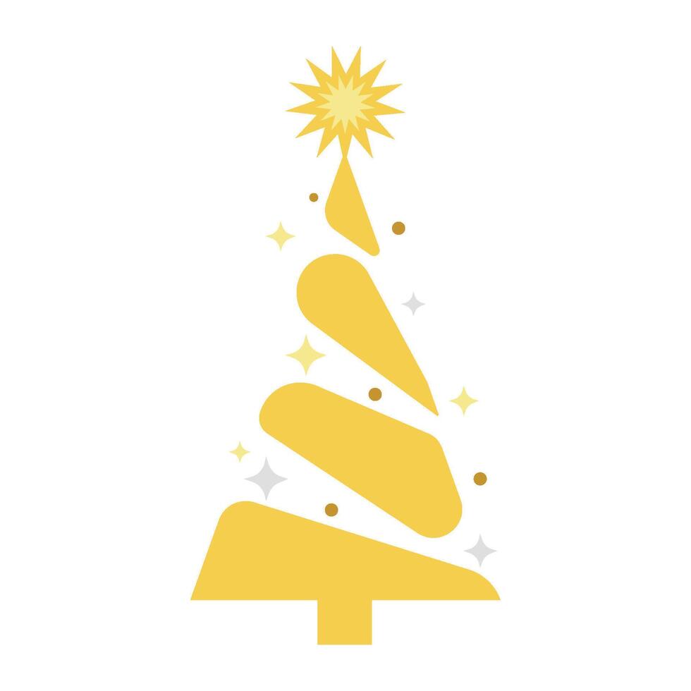 christmas golden tree shiny isolated vector