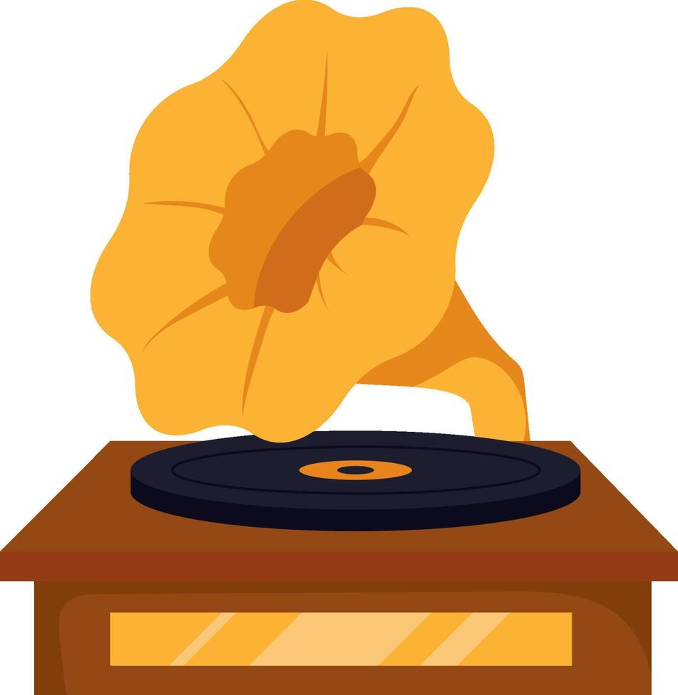 musical gramophone retro icon vector