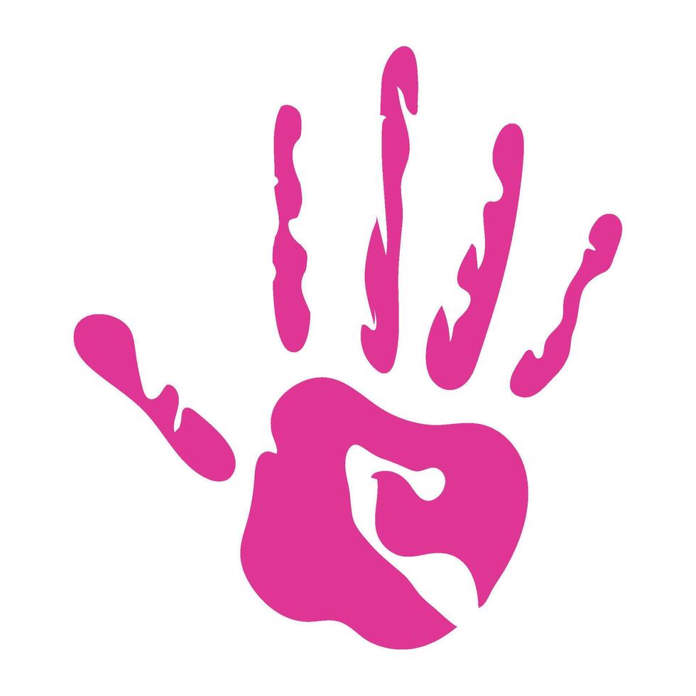 handprint paint color pink isolated vector