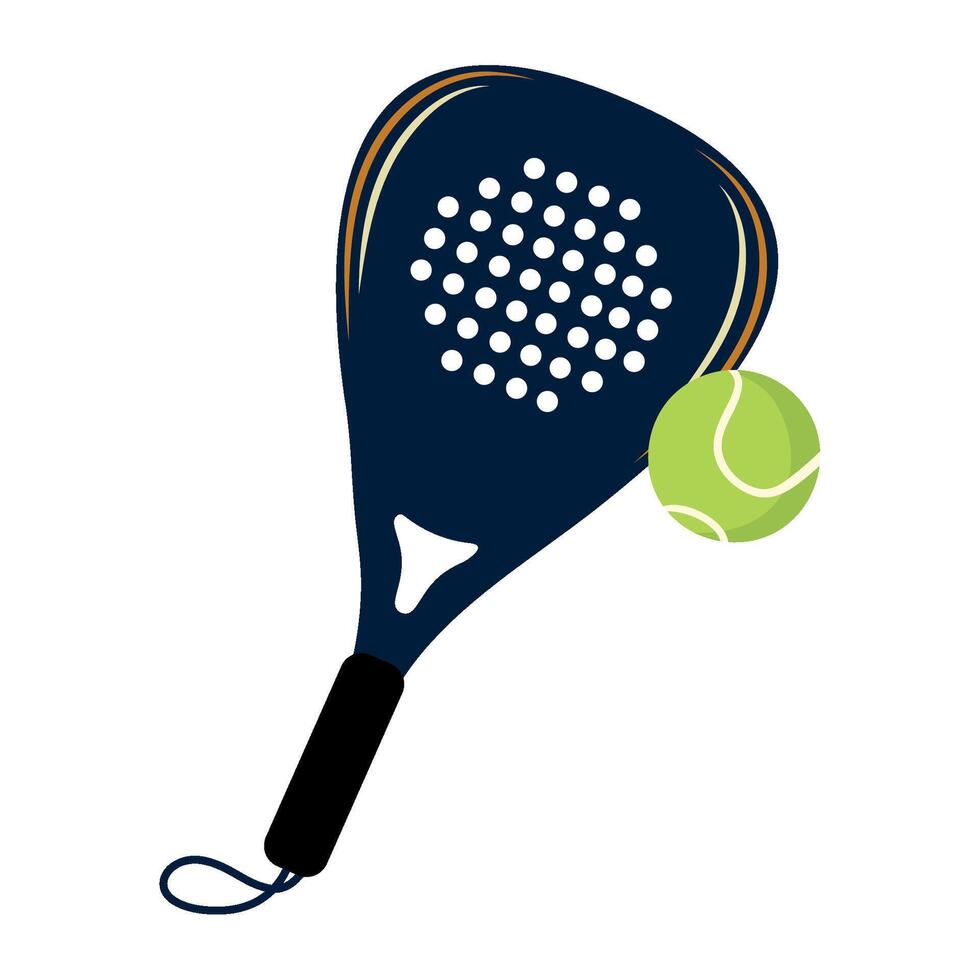 padel tennis ball and racket illustration vector