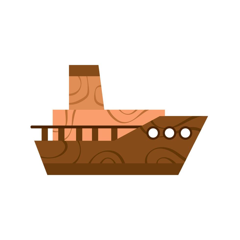 wooden toy ship isolated vector