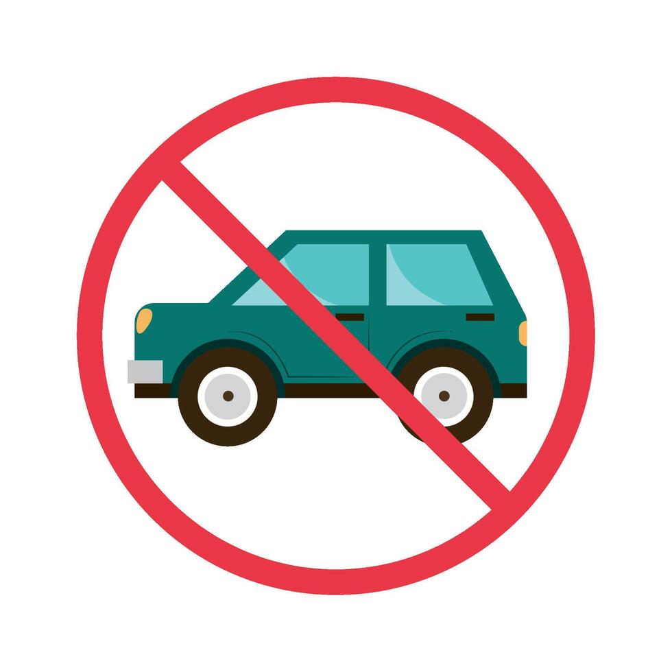 car free day ban sign design isolated vector