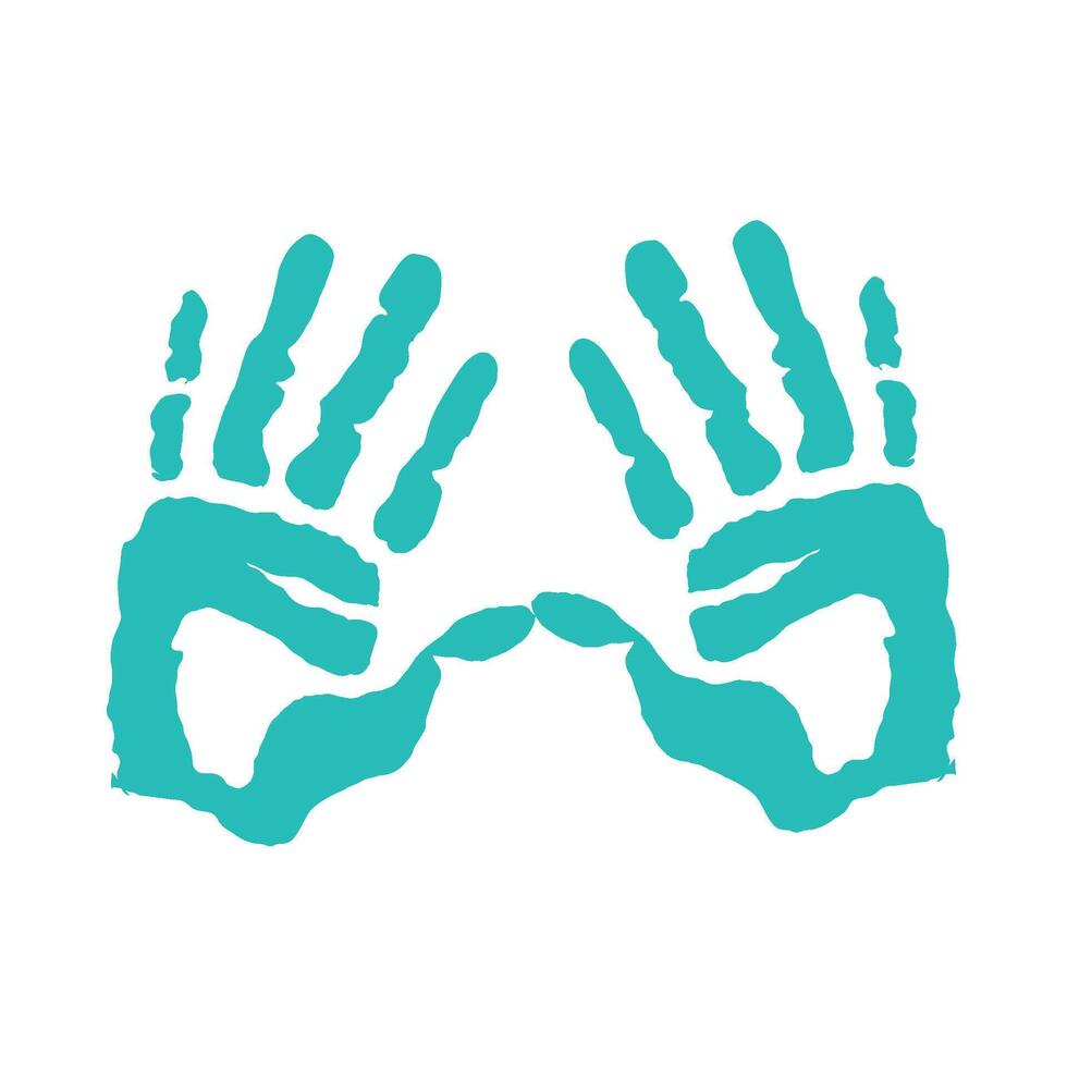 handprint paint colors green isolated vector